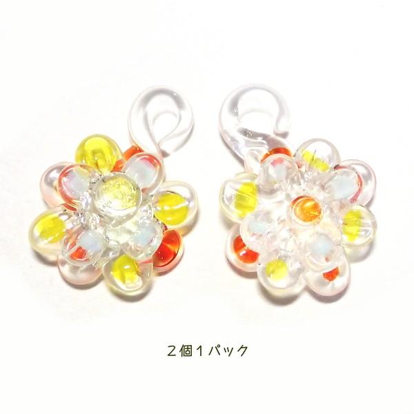 20575-《チェコハンドメイド・ミニガラスチャーム》　花　１５ｍｍ　２個/１パック | 