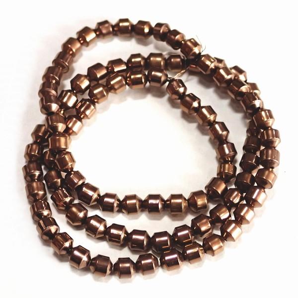 20819-《天然石　1連売り》　非磁性ヘマタイト　カッパー/バイコーン　４mm　１本約９０個 | 