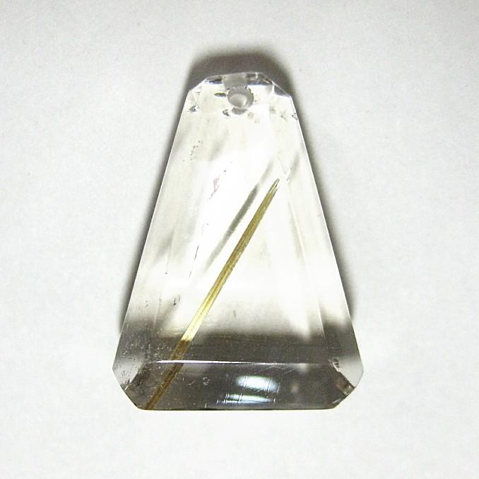 21201-《天然石ペンダント》　ゴールド・ルチルクォーツ　約１８ｘ１３mm（２．５ｇ）　１個 | 