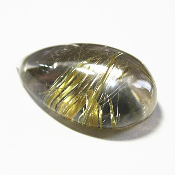 21204-《天然石ペンダント》　ゴールド・ルチルクォーツ　約２４ｘ１４mm（４．１ｇ）　１個 |  | 01