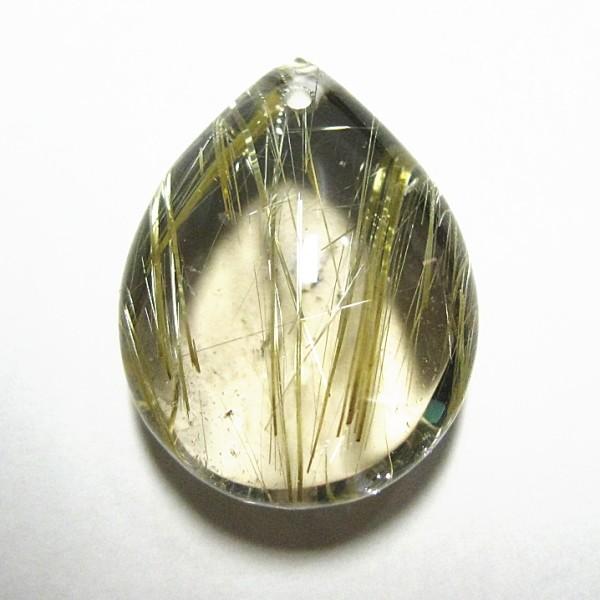 21207-《天然石ペンダント》　ゴールド・ルチルクォーツ　約２２ｘ１７mm（５．２ｇ）　１個 | 