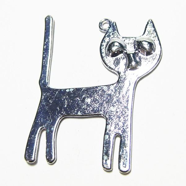 21292-《メタルチャーム・パーツ》　ネコ　銀色　４３ｘ３４mm　２個/１セット |  | 01