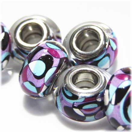 21324-『アクリル』レジン　ヨーロピアンビーズ  ライトブルーパープル １４x８mm　１個 | 