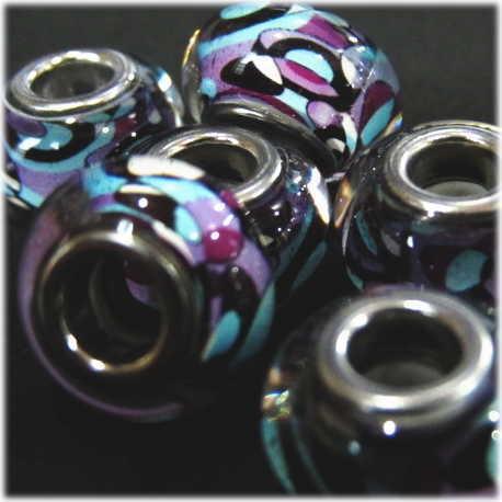 21324-『アクリル』レジン　ヨーロピアンビーズ  ライトブルーパープル １４x８mm　１個 |  | 01