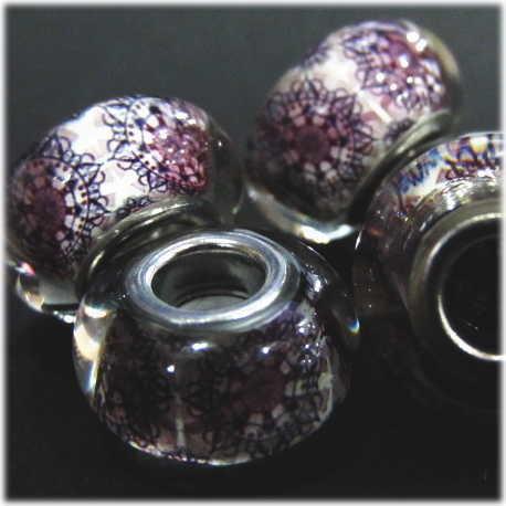 21325-『アクリル』レジン　ヨーロピアンビーズ  パープル １４x８mm　１個 |  | 01
