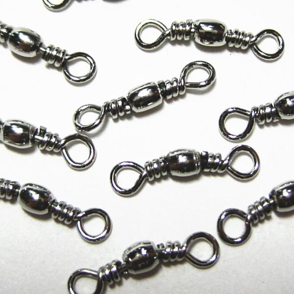 2133-《メタルチャーム・パーツ》　コネクター　銀色　３ｘ１４mm　３０個/１セット | 