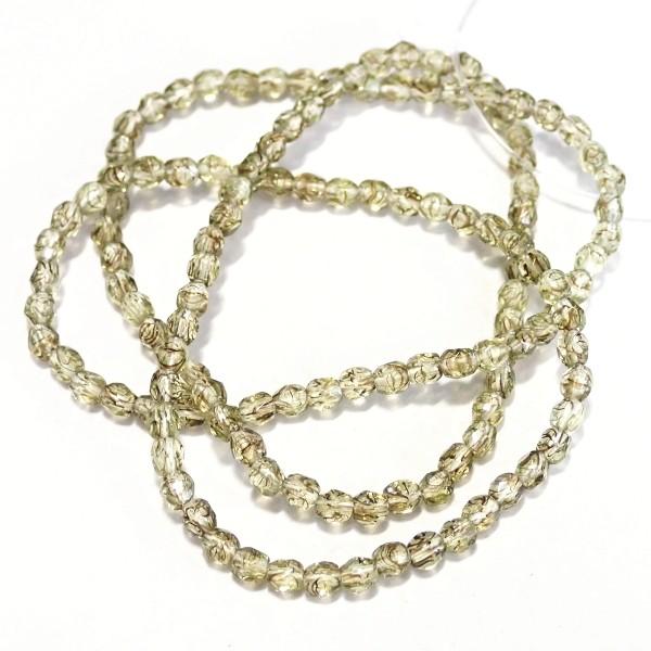 21409-【チェコいろいろ】　PRECIOSA製 Fire Polish　グリーンブラウン　３ｍｍ　１本４０ｃｍ約１３０個/１パック | 