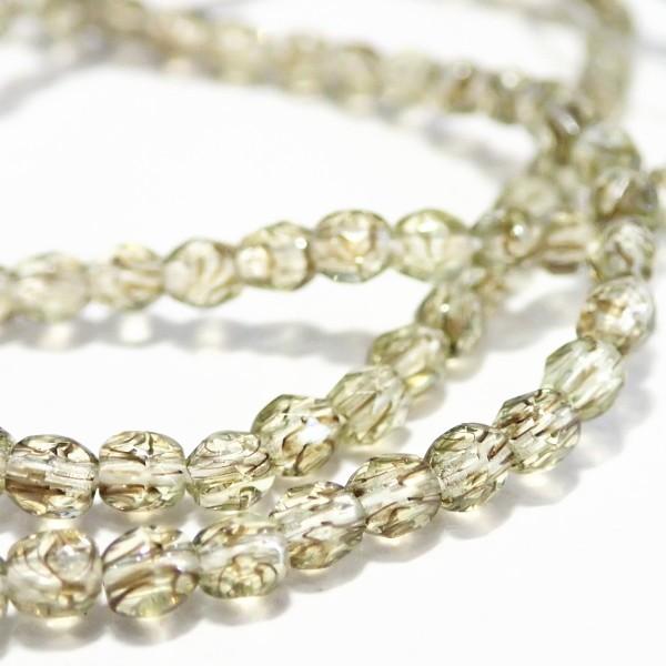 21409-【チェコいろいろ】　PRECIOSA製 Fire Polish　グリーンブラウン　３ｍｍ　１本４０ｃｍ約１３０個/１パック |  | 01