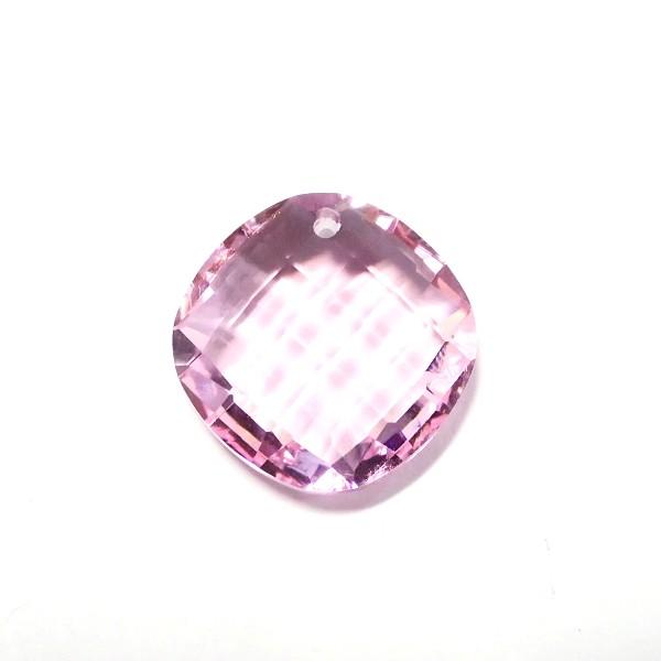 21452-〔ガラス〕　ペンダント　カットスクエア　ピンク　２１ｘ２１ｘ１１mm　１個 | 