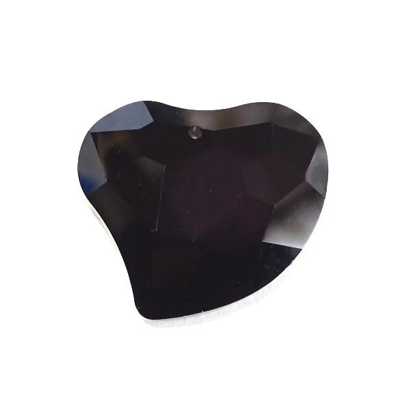 21456-〔ガラス〕　ペンダント　カット変形ハート　ブラック　３１ｘ３５ｘ１１mm　１個 | 