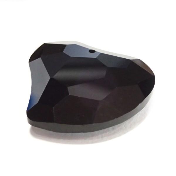 21456-〔ガラス〕　ペンダント　カット変形ハート　ブラック　３１ｘ３５ｘ１１mm　１個 |  | 01