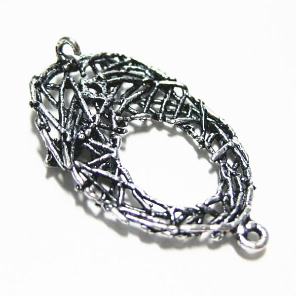 21463-《メタルチャーム・パーツ》　双葉リースのコネクター　銀古美　２７ｘ１７mm　２個/１セット |  | 01