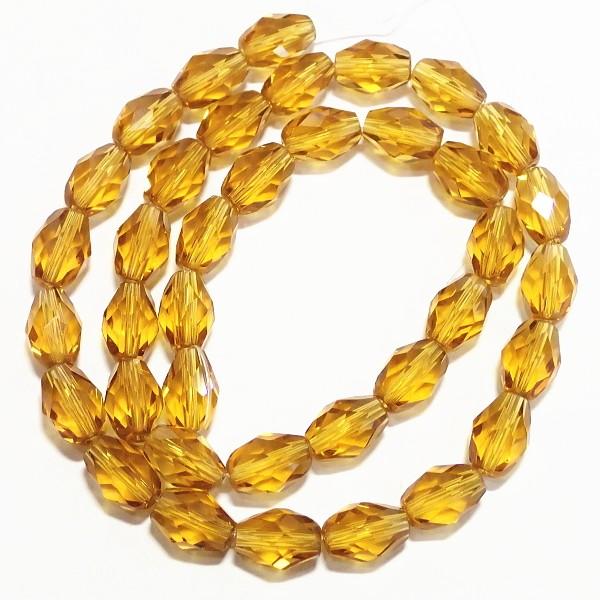 21676-〔ガラス〕　ビーズ　トパーズゴールド　１１ｘ８mm　１本（約４０cm）/１パック | 