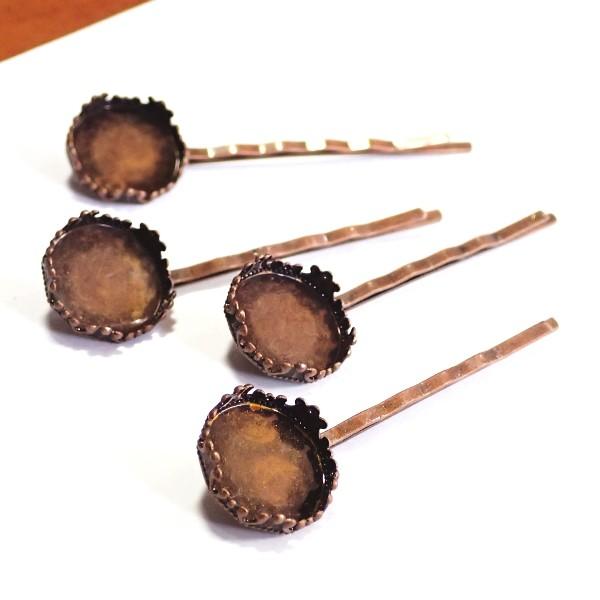 21686-【ヘアーパーツ】　ヘアピン　銅古美　長さ58mm　トレイ部15mm　４個/１セット | 