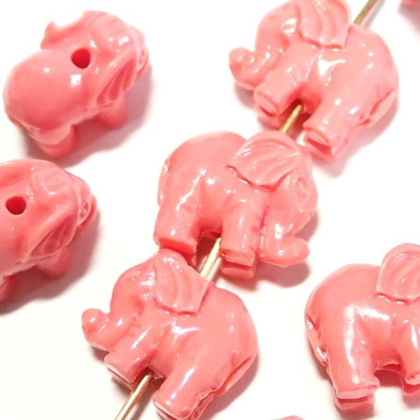 21722-【人造コーラル】　象　ピンク　縦ホール　１２ｘ１４mm　１０個/１パック |  | 01