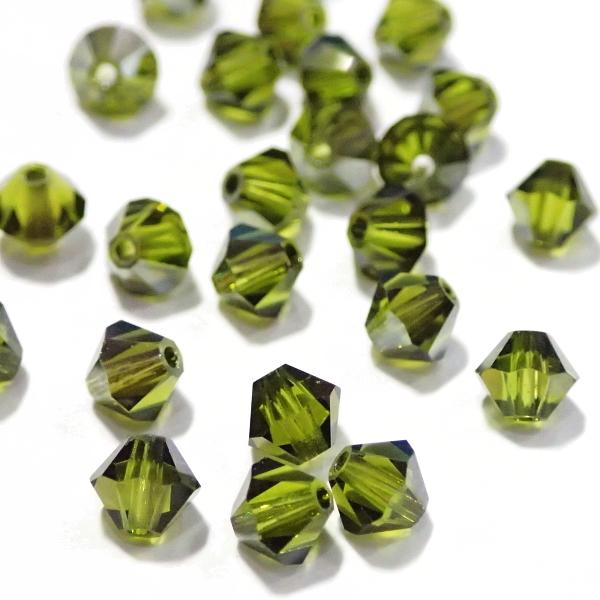 2302-SB4OL-S スワロフスキー ４mmソロバン オリーブサテン 25個/1パック | 