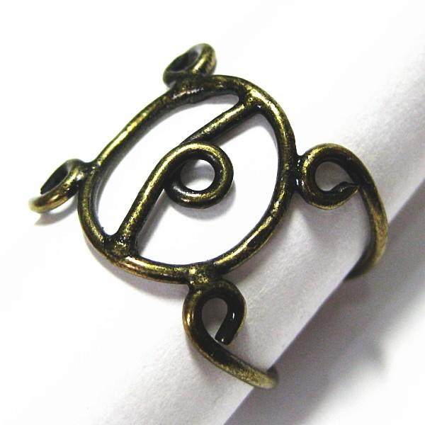 2372-『指輪パーツ』　リング　真鍮古美　１５x１２mm（トップの丸い部分）　１個 |  | 01