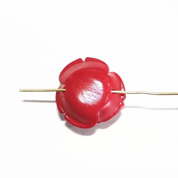 2391-【人造コーラル】　薔薇　レッド　横ホール　２０mm　１個 |  | 01