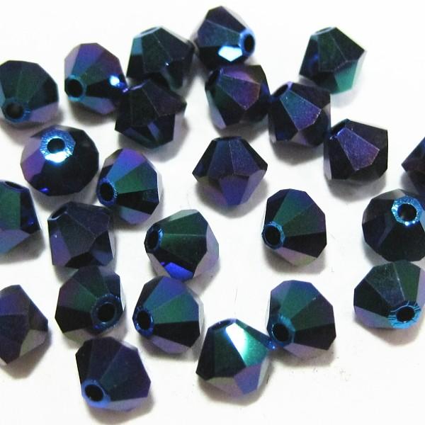 2395-SB4ＪＧＢ２Ｘ スワロフスキー ４mmソロバン ジェットグレイシャーブルー２Ｘ　25個/1パック | 