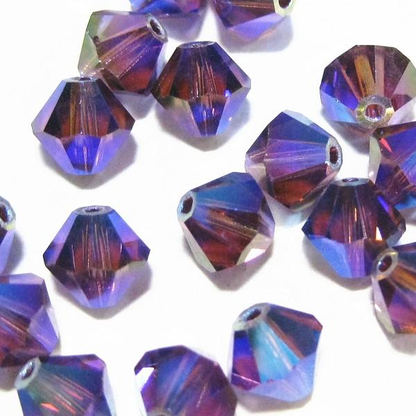 2543-ＳＢ６ＡＭ-ＡＢ２Ｘ　スワロフスキー 6mmソロバン　アメジスト・オーロラ２Ｘ　２５個/１パック | 