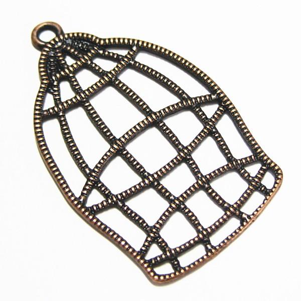 2722-《メタルチャーム・パーツ》　鳥かご　銅古美　４７ｘ３０mm　４個/１セット | 