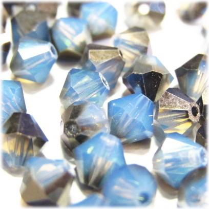 2844-ＳＢ５ＷＯ-ＳＢ　スワロフスキー 5mmソロバン　ホワイトオパール・スカイブルー　２５個/１パック | 