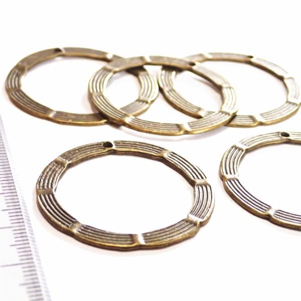 2888-《輪パーツ》　リングパーツ（トップホール）　真鍮古美　３４mm　５個/１パック | 