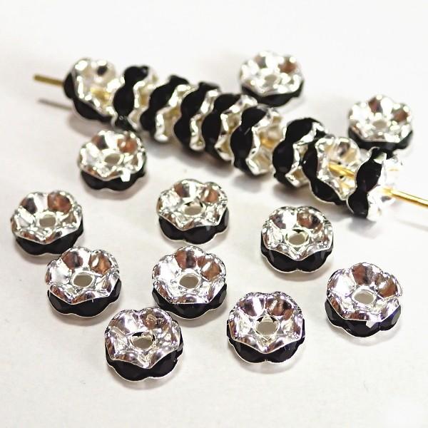 2892-《ラインストーンロンデル》　波ロンデル　ジェット/Ｓ　７mm　２０個/１パック | 