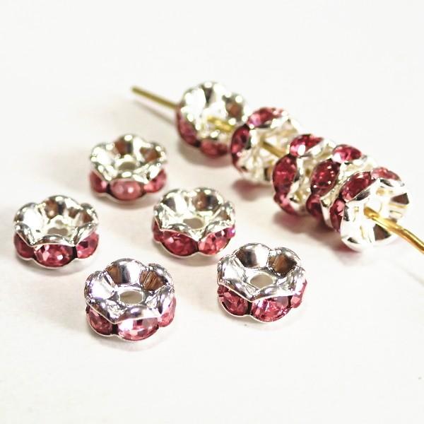 2896-《ラインストーンロンデル》　波ロンデル　ライトローズ/Ｓ　７mm　２０個/１パック | 