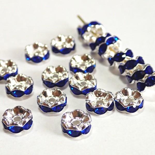 2979-《ラインストーンロンデル》　波ロンデル　サファイア/Ｓ　７mm　２０個/１パック | 