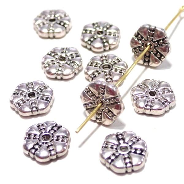 30146-《５０円均一》　メタルビーズ　銀古美　１０mm　１０個/１パック | 