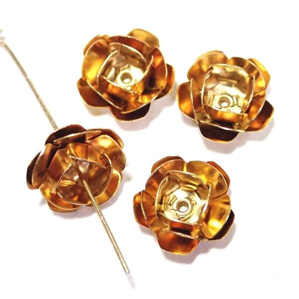 30153-《５０円均一》　メタルビーズ　フラワー　金色　１０mm　４個/１パック | 