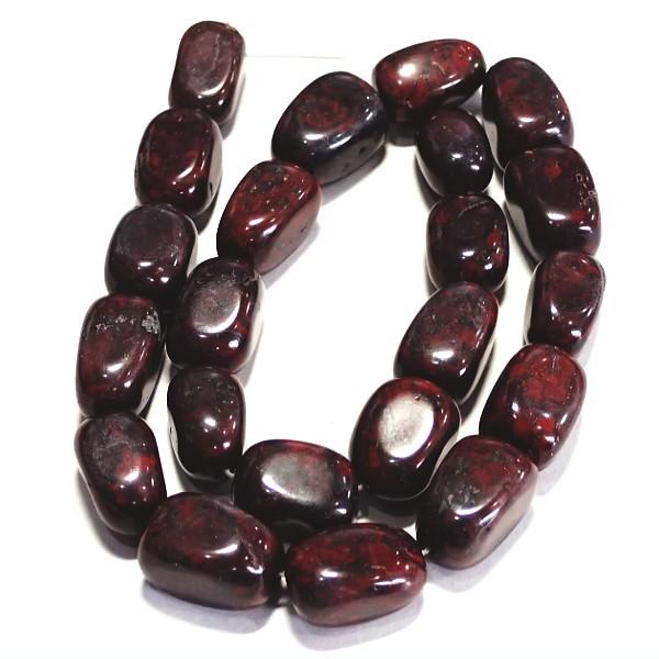 30198-《天然石５００円均一》　ブラッドストーン　フリースクエア１７x１２mm平均　約３８cm/１本 | 