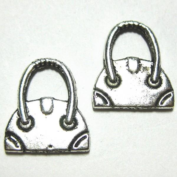 30304-《メタルチャーム・パーツ》　バッグ　銀古美　１６ｘ１４mm　１０個/１セット | 
