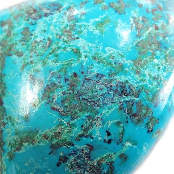 30454-『天然石ルース』　クリソコラ マラカイト（ホール無）　約３７ｘ２８mm（１０．２ｇ）　１個 |  | 03