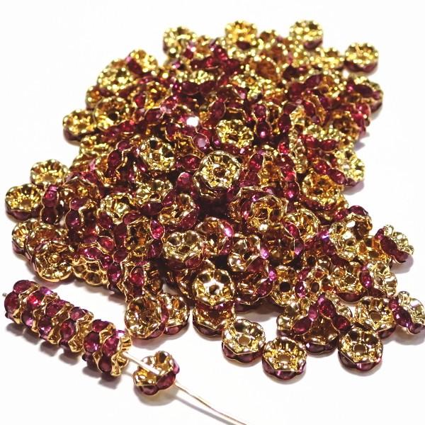 30560-《★卸価格40%OFF★ロンデル》　波ロンデル　ローズ/Ｇ　７mm　約２００個　※￥2000→￥1200※ | 