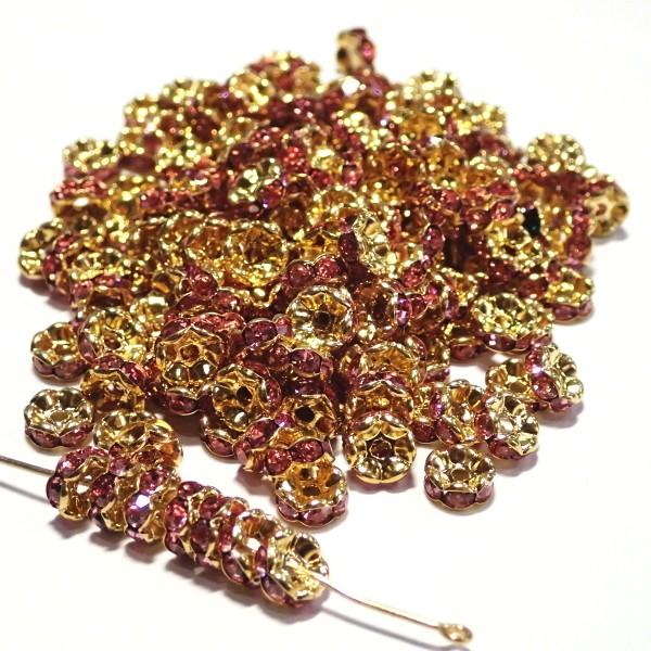 30561-《★卸価格40%OFF★ロンデル》　波ロンデル　ライトローズ/Ｇ　７mm　約２００個　※￥2000→￥1200※ | 