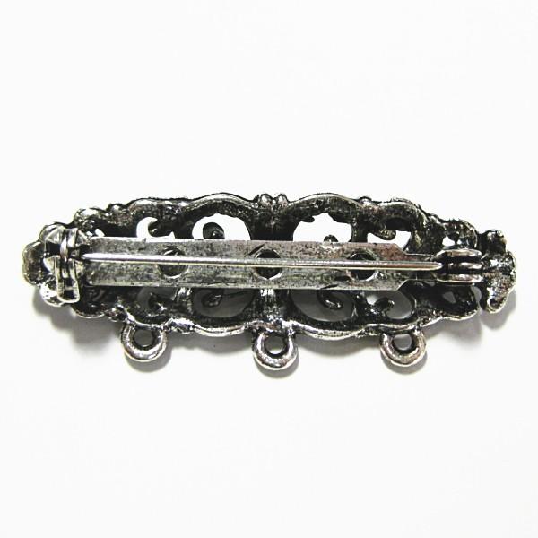 30619-《ブローチ》　ＮＹピューター　３ホール付　銀古美　４６mm　１個 |  | 01