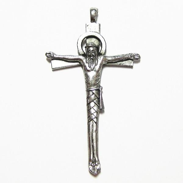 30639-【ＮＹピューター】　十字架　チャーム　銀古美　４７ｘ３０mm　※１個※ | 