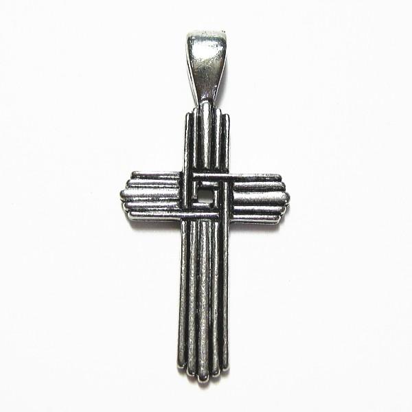 30644-【ＮＹピューター】　十字架　チャーム　銀古美　２４ｘ１８mm　５個/１セット | 
