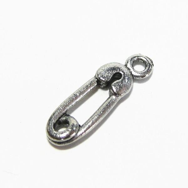 30654-【ＮＹピューター】　安全ピン　チャーム　銀古美　１５mm　５個/１セット | 