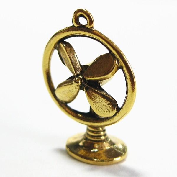 30656-【ＮＹピューター】　扇風機　チャーム　金古美　１９mm　５個/１セット | 