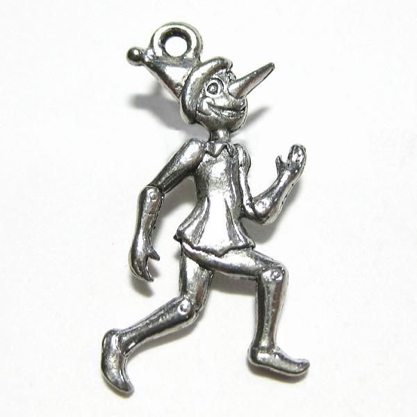 30684-【ＮＹピューター】　ピノキオ　チャーム　銀古美　２１mm　５個/１セット | 