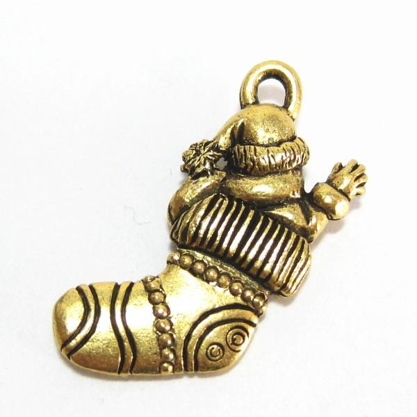 30697-【ＮＹピューター】　ソックスサンタ　チャーム　金古美　１９mm　５個/１セット |  | 01
