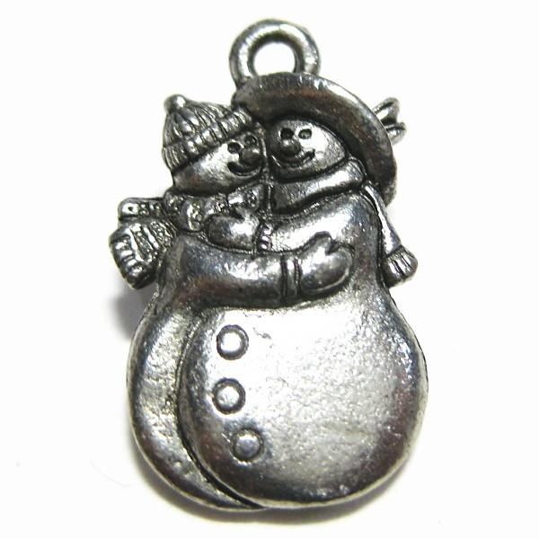 30703-【ＮＹピューター】　雪だるま’Ｓ　チャーム　銀古美　１６mm　５個/１セット | 