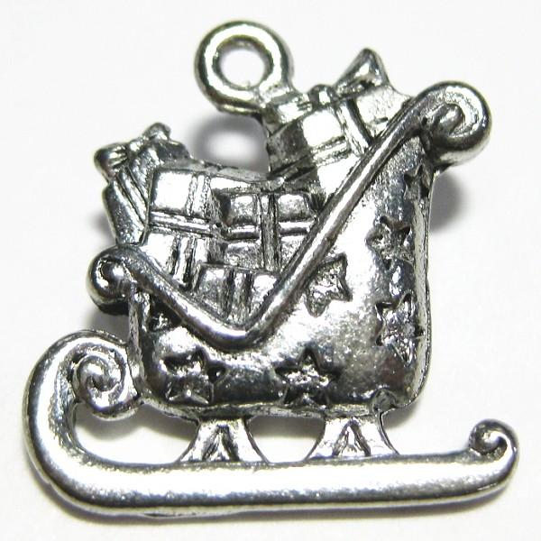 30705-【ＮＹピューター】　そり　チャーム　銀古美　１７mm　５個/１セット | 