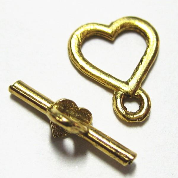 30748-《トグル》　ＮＹピューター　小さめハート　金古美　１１ｘ９mm　５ペア/１セット | 