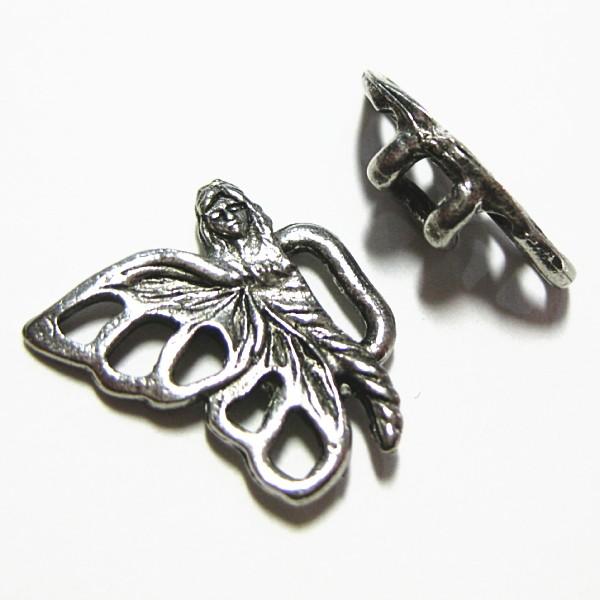 30751-《トグル》　ＮＹピューター　蝶ちょ　シルバー　１８mm　５ペア/１セット |  | 01