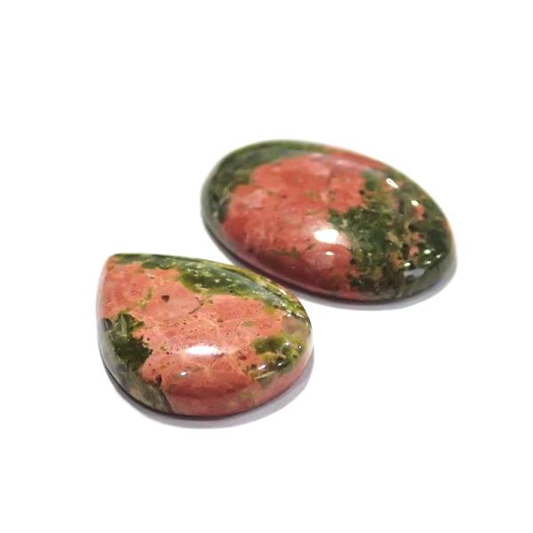 30842-『天然石ルース』　ウナカイト（ホール無）　約１９x１５／２３x１６mm（４．８ｇ）２個/１セット |  | 01