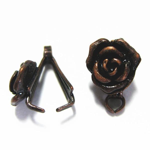 3113-【基本パーツ】　薔薇つきAカン（カン付き）　銅古美　１０mm（薔薇７mm）　２個/１セット | 
